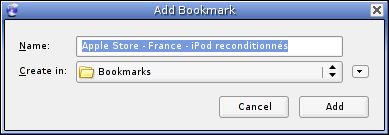 The default Add bookmark dialog